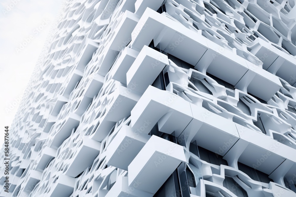 Poster A Very Large Building With Many Different Shapes On It's Side Office Building Architectural Photography Architectural Design Generative AI 