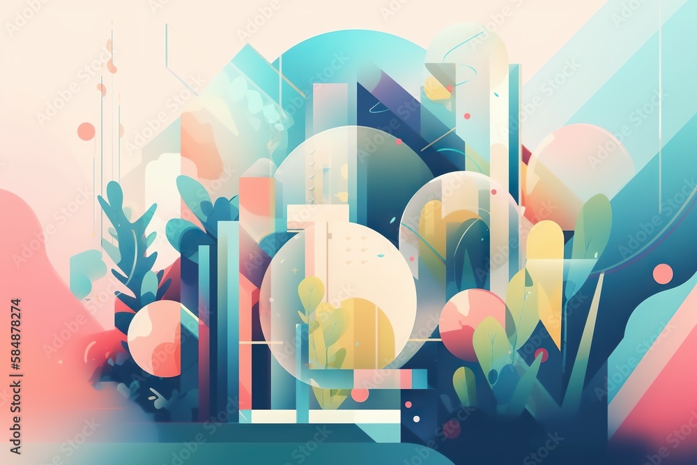 Poster a colorful abstract background with a lot of shapes and colors in it coral reef animation motion gra