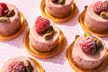 Gourmet Raspberry Pistachio Cheesecake Desserts