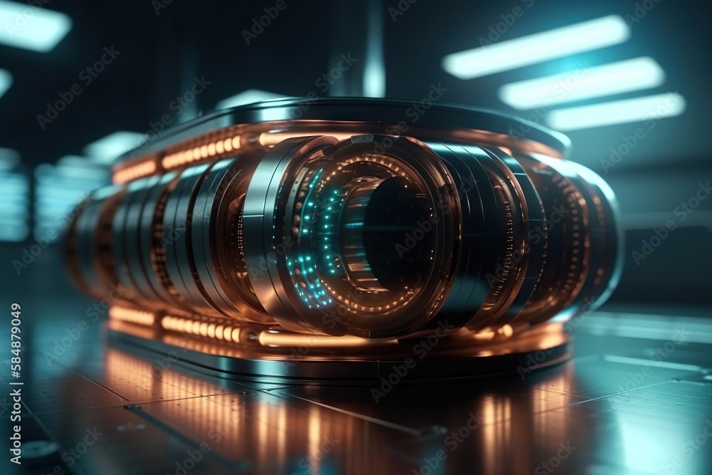Aufkleber a futuristic looking object with a bright light coming from it's center tv studio video art motion g