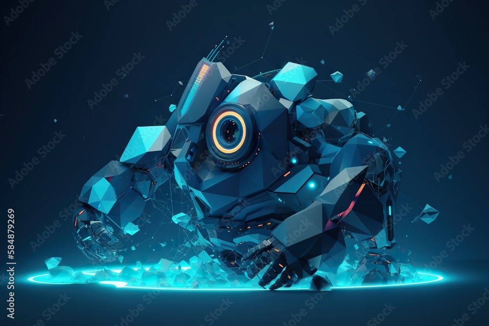 Poster a futuristic robot is moving through the air with its wheels and wheels deep sea trench animation ro