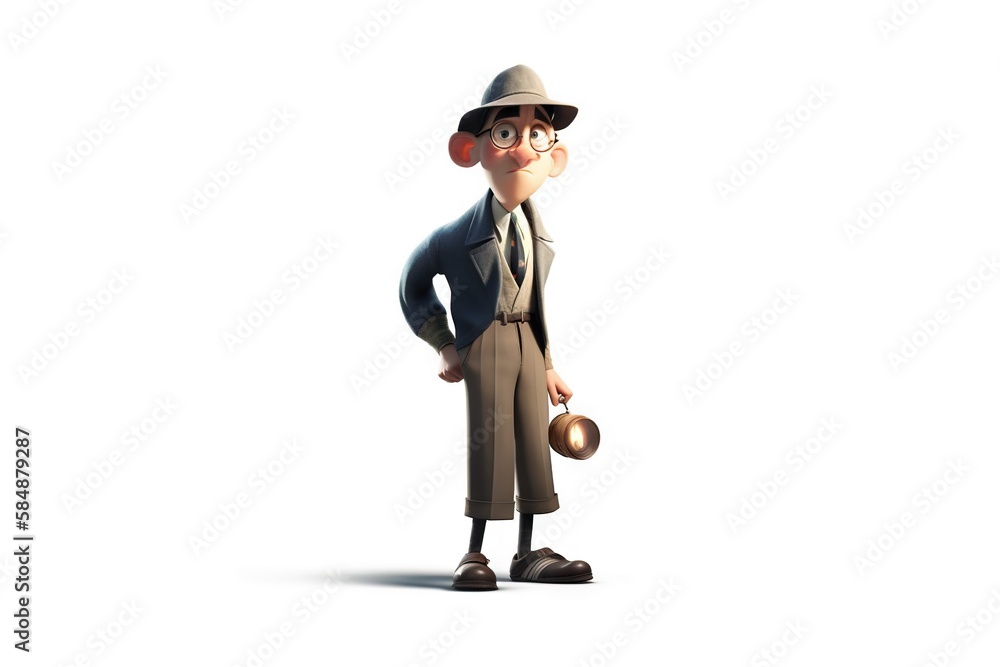Poster a cartoon character is holding a ball and a hat on his head zoo animation animation filmmaking gener