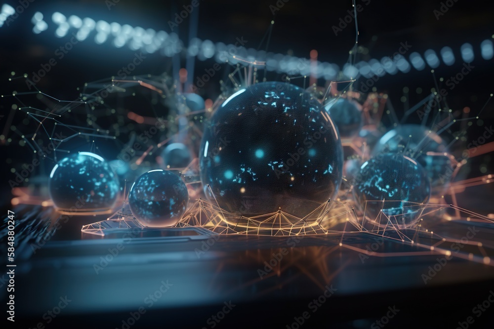 Poster A Computer Screen With A Bunch Of Balls On It And A Lot Of Lights Factory Animation Motion Graphics