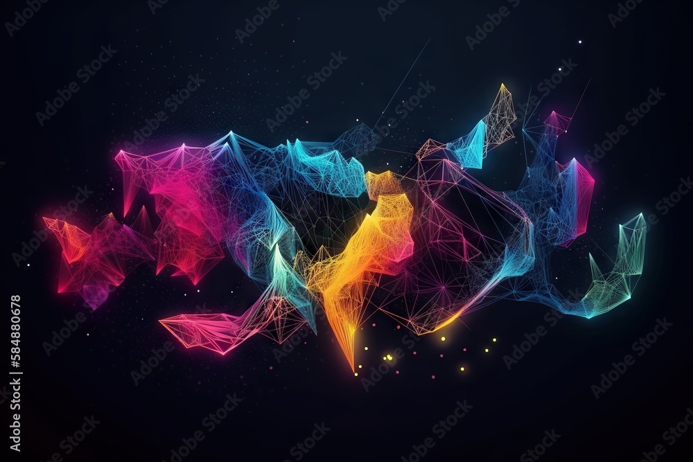 Poster a colorful abstract background with lines and shapes on a dark background graffiti wall graphic desi
