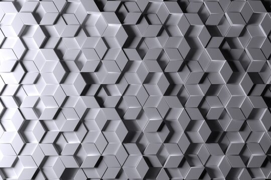 Futuristic White Wall High Tech 3D Render of Diamond Tile Pattern.
