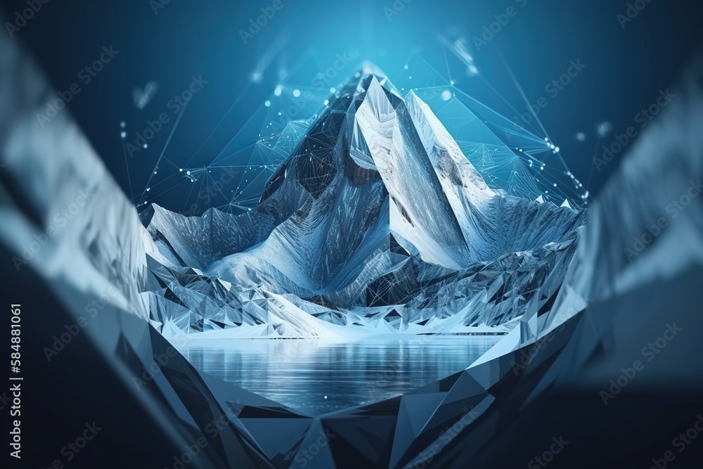 Poster a mountain with a pointy peak and a pointy pointy pointy pointy point snowy mountain peak graphic de