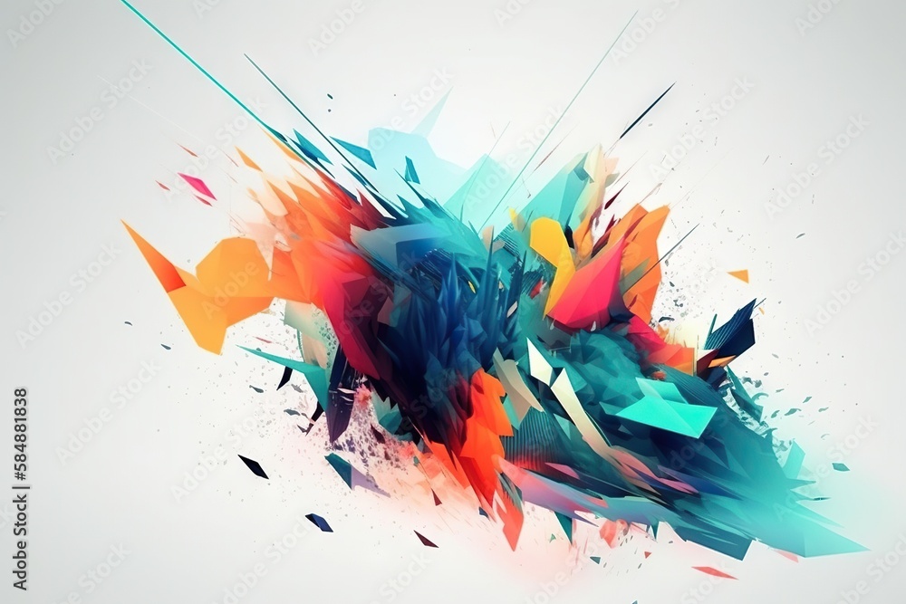 Aufkleber a colorful abstract artwork piece with a white background and a blue and orange design graffiti wall