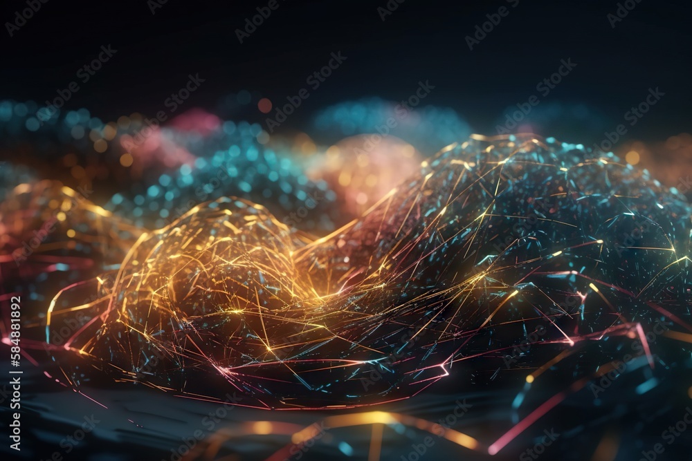 Poster a very colorful and abstract background with a lot of lines and dots deep sea trench animation motio