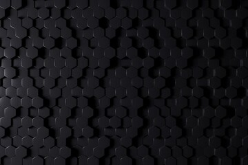 Futuristic Block Wall High Tech 3D Render of Hexagons Tile Pattern.