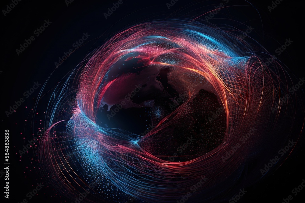 Poster a colorful abstract background with a globe in the center of it deep sea trench kinetic art motion g