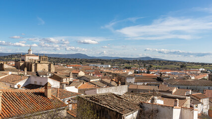 Panoramic view of the majestic and impressive monumental town of Trujillo, Extremadura, Spain.