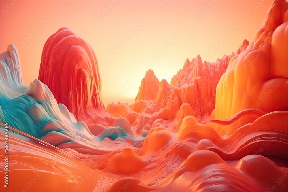 Poster a computer generated image of a mountain landscape with a sunset in the background lunar landscape v