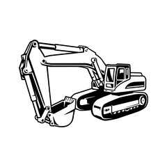 silhouette of excavator illustration vector