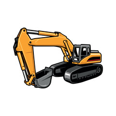yellow excavator illustration vector