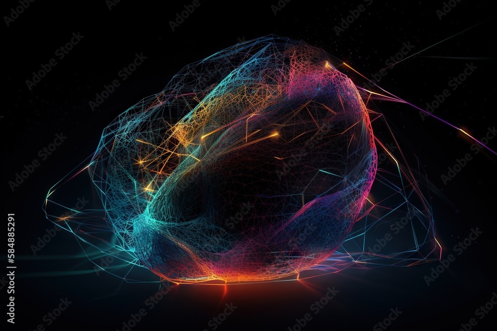 Poster a computer generated image of a brain in color and black background deep sea trench animation motion