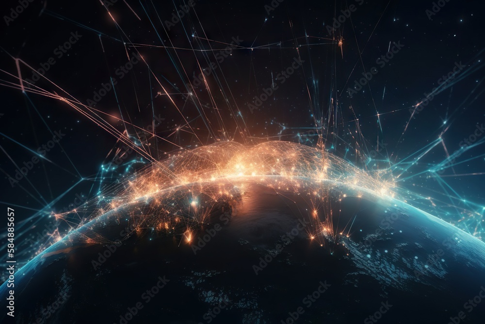Aufkleber a view of the earth from space with bright lights and lines deep sea trench panoramic photography mo