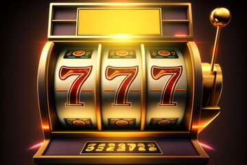 Slot machine 777 jackpot casino. Good luck concept. AI generated, human enhanced