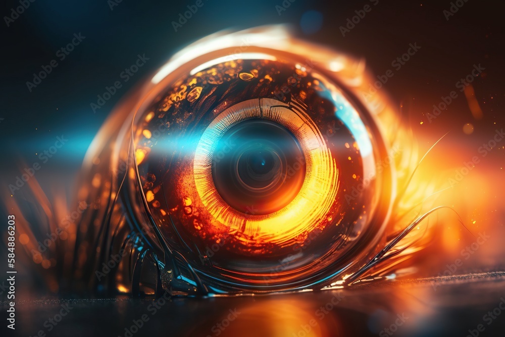 Aufkleber a close up of a camera lens with a blurry background junkyard animation motion graphics generative a