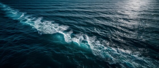  Dramatic blue ocean view from above Generative AI