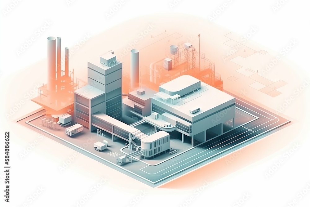 Aufkleber a building with a lot of windows and a lot of buildings power plant animation motion graphics genera