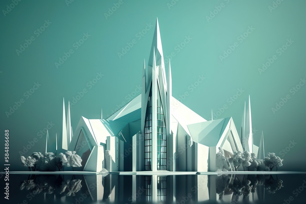 Poster a very tall building with a lot of windows on it's side gothic cathedral art deco architectural desi