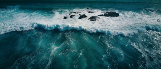  Dramatic blue ocean view from above Generative AI