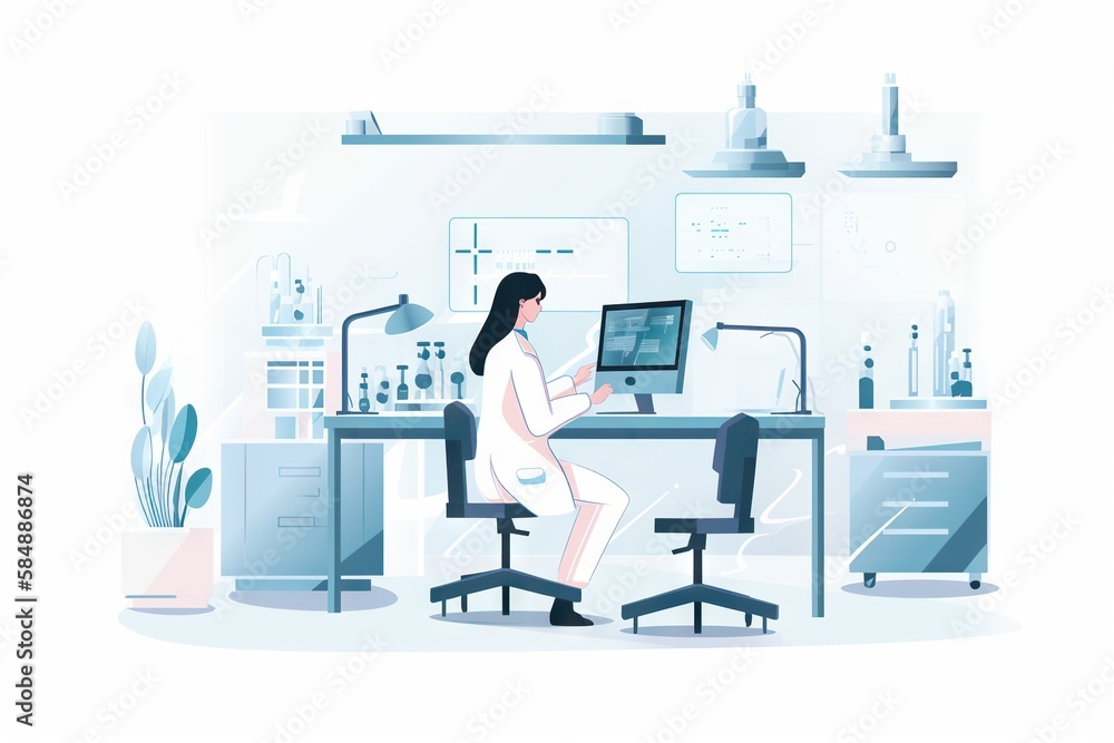 Poster a woman sitting at a desk in front of a computer monitor workshop animation science writing