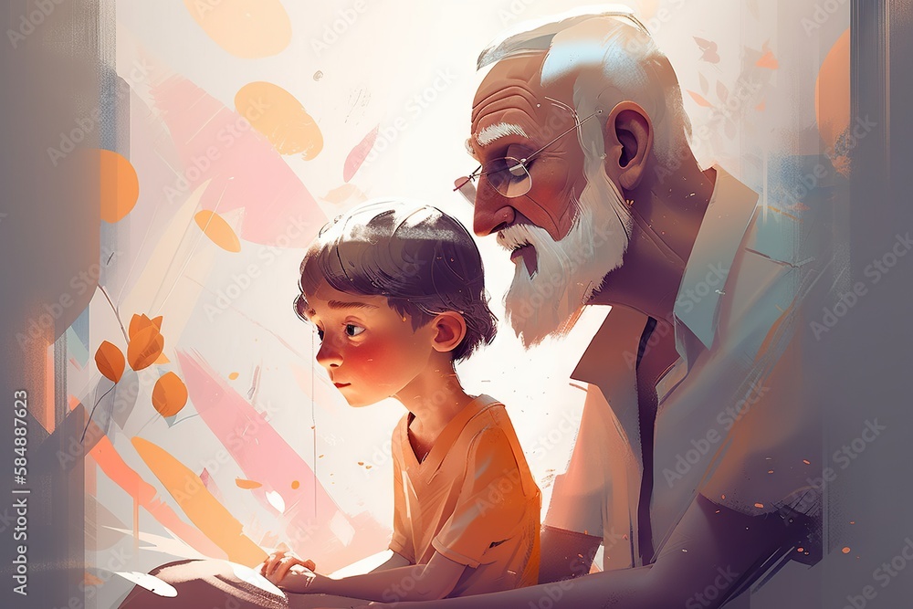 Poster a man and a child are looking at a book together zoo animation animation filmmaking