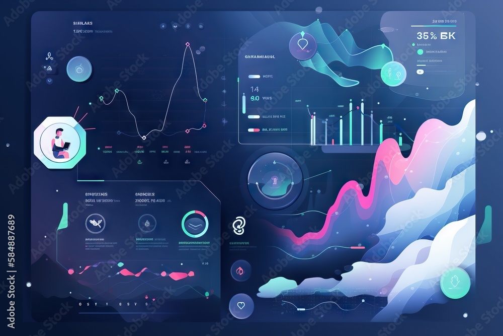 Poster A Set Of Info Graphics With A Dark Background And A Blue Background Aquarium Graphic Design Data Analytics Generative AI 