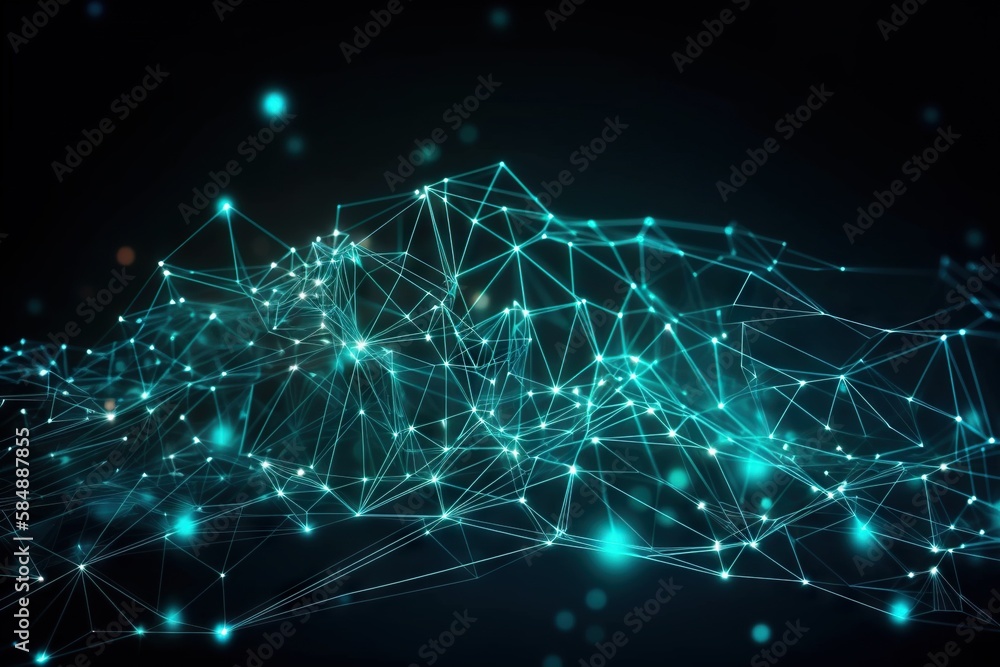 Poster a blue abstract background with lines and dots on a dark background deep sea trench video art networ