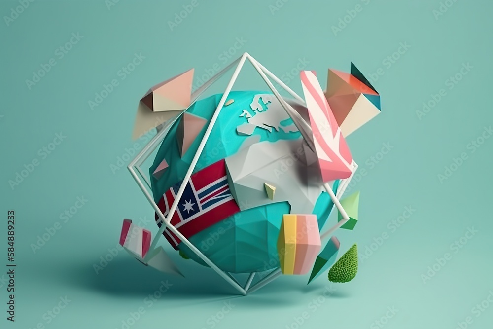 Aufkleber a colorful object with geometric shapes and colors on it's surface oasis origami motion graphics gen