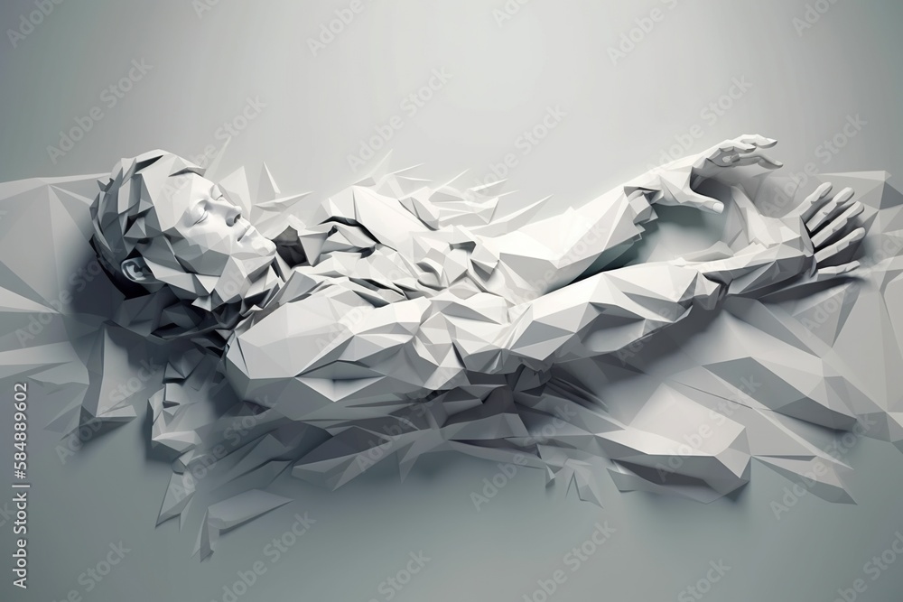 Aufkleber a white sculpture of a person laying on its back with his arms spread out newsroom constructivism mo