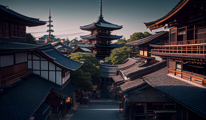 Obraz premium Famous place with pagoda architecture scene ,generative AI