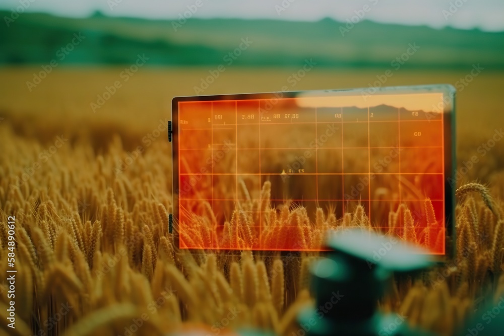 Poster A Field Of Wheat With A Red Screen Showing A Calendar On It Countryside Wheat Fields Time-lapse Photography Motion Graphics Generative AI 