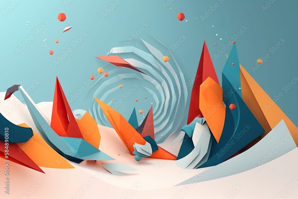 Poster a colorful abstract background with a mountain and a sky background with a few small objects glacier