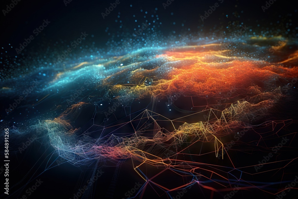 Aufkleber a colorful abstract background with lines and dots in the sky and stars deep sea trench video art mo
