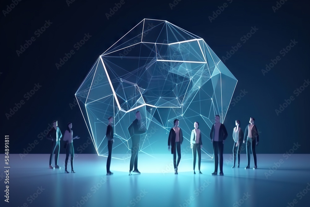 Poster a group of people standing in front of a large object with a geometric structure deep sea trench vid