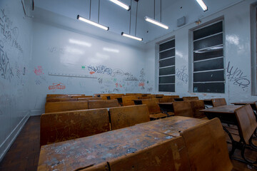 interior of a room with a table