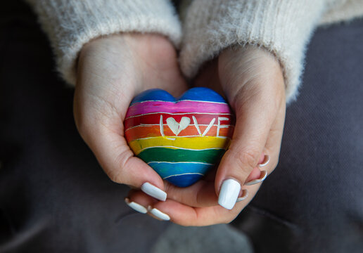 Rainbow rock heart