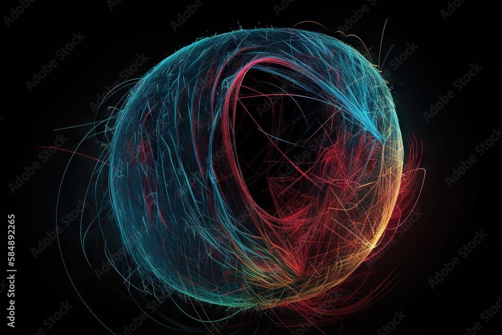 Poster a colorful abstract background with lines and shapes in the shape of a circle deep sea trench kineti