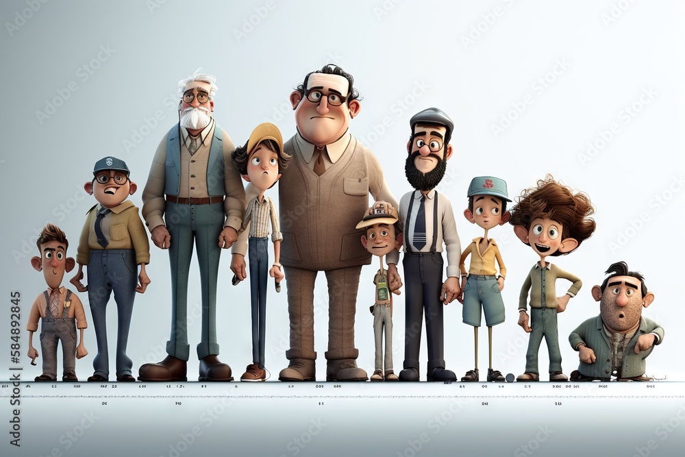 Poster a group of animated people standing next to each other on a white surface movie theater animation an