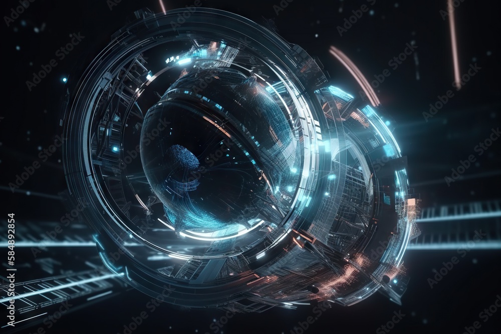 Poster A Futuristic Futuristic Object With A Blue Light Coming Out Of It Factory Animation Motion Graphics Generative AI 