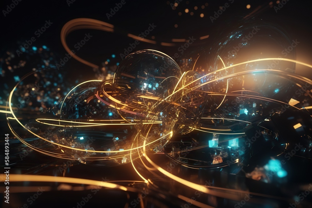 Poster a very abstract image of a bunch of lights in the dark deep sea trench animation motion graphics