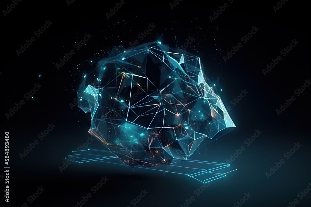 Poster a sphere with a lot of lines and dots on it in the dark deep sea trench video art motion graphics ge