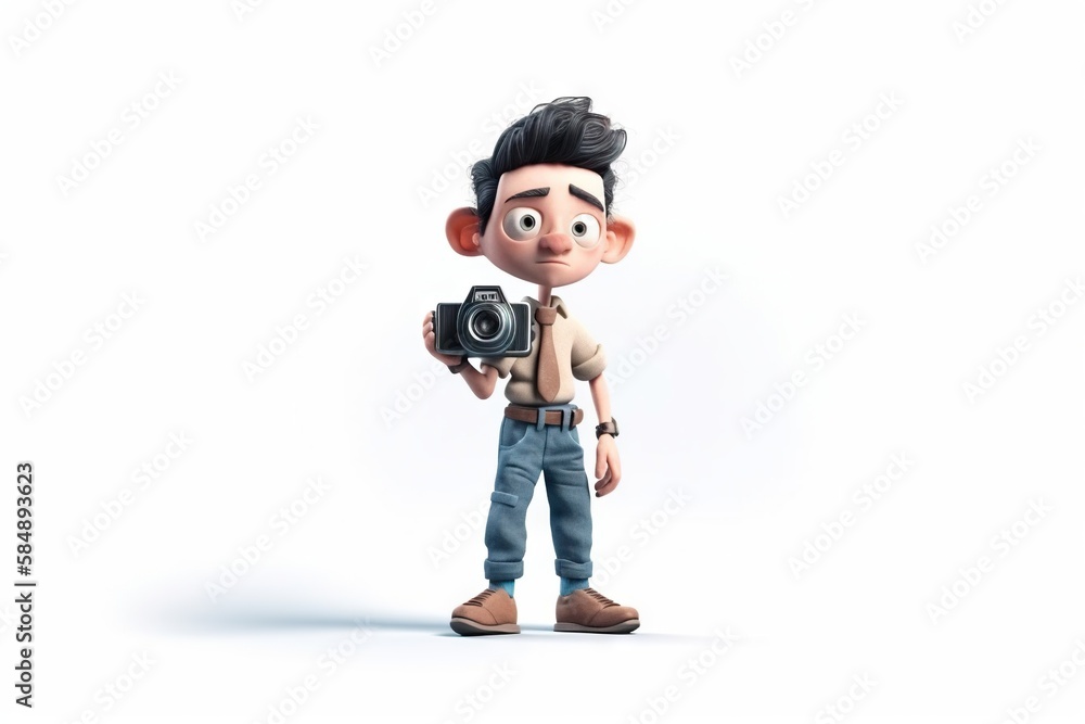Poster a cartoon character holding a camera and taking a picture of himself zoo animation animation filmmak