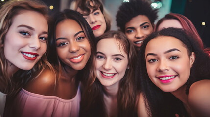 Fototapeta premium Portrait of cute friends girlfriends. generative AI