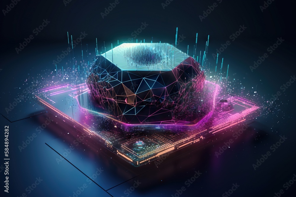 Poster A Futuristic Object With A Neon Glow On It's Surface Iceberg Graphic Design Motion Graphics Generative AI 