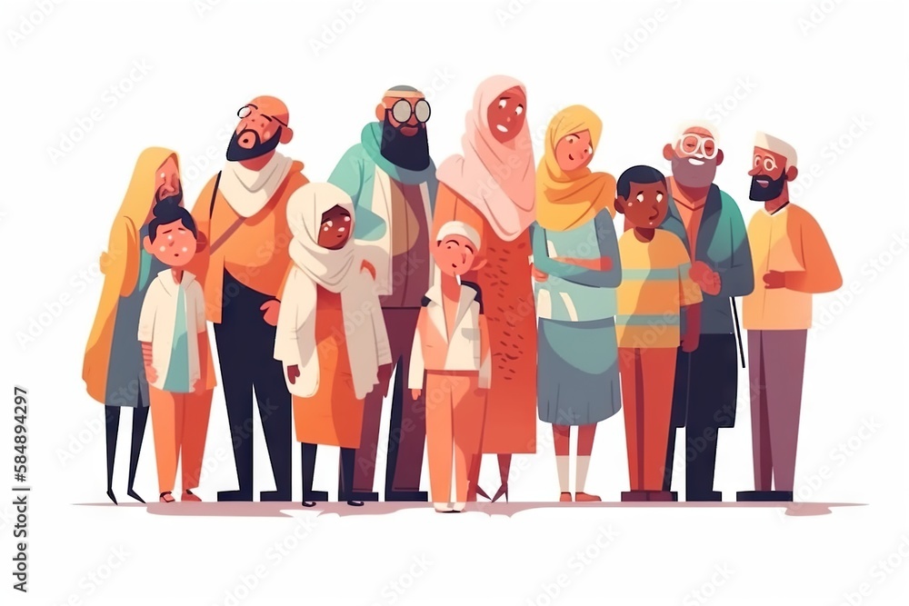 Poster A Group Of People Standing Together In A Line With Their Heads Turned To The Side Zoo Animation Diversity And Inclusion Generative AI 