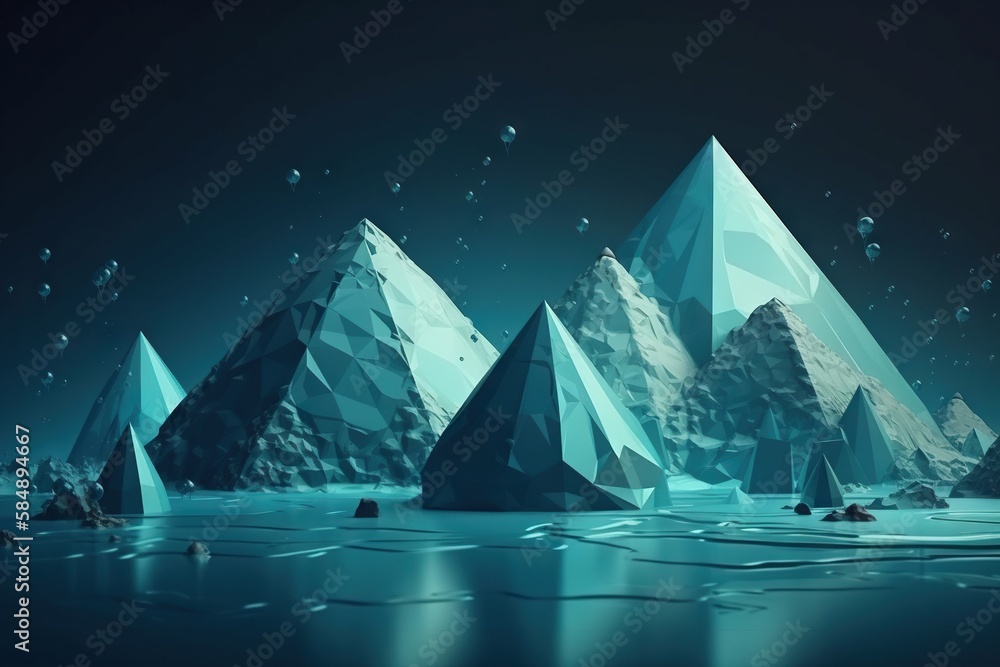 Poster A Group Of Icebergs Floating In The Water With Bubbles Iceberg Animation Motion Graphics Generative AI 