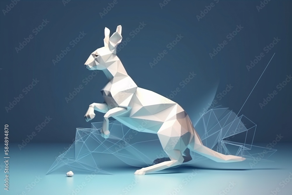 Aufkleber a white kangaroo is standing on its hind legs and is looking at something zoo animation motion graph